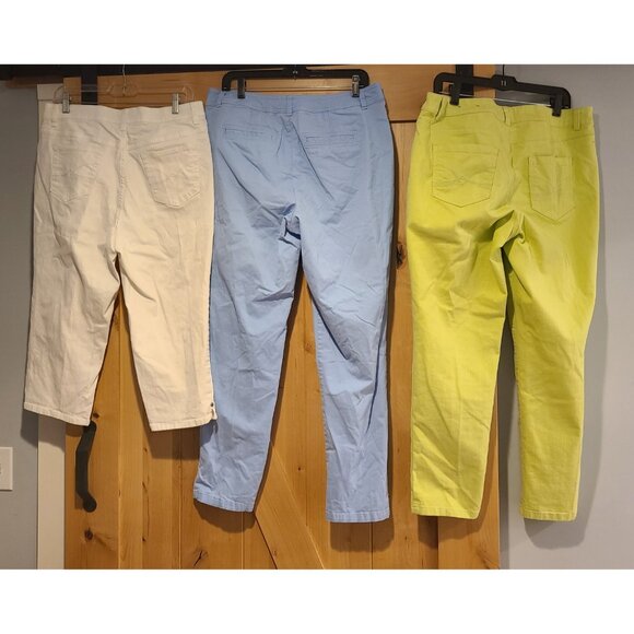Lot of 3 Christopher Banks Size 12 Pants & Capri Blue Green White Stretch - Picture 2 of 16